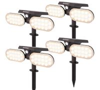 HOFTRONIC - Lot de 4 spots solaires à piquet 2W 3000K 300 lm IP65 Noir PIR