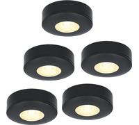 HOFTRONIC - Lot de 5 spots LED plats 3W 2700K IP44 Noir