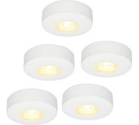 HOFTRONIC - Lot de 5 spots LED plats Pavo 3W 2700K IP44 Blancs dimmables