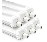 HOFTRONIC - Lot de 6 Réglette LED étanche 150 cm IP65 - Avec connecteur à vis - 48W 5760 Lumen - 6500K Blanc froid - Connectable - Lampe pour cave, Garage et Bureau