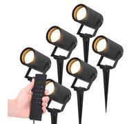HOFTRONIC - Lot de 6 Spots à piquer LED 4W 2700K IP65 Noir Dimmable