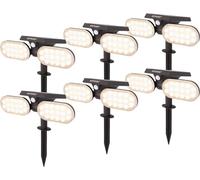 HOFTRONIC - Lot de 6 spots à piquet solaire 2W 3000K 300 lm IP65 Noir PIR