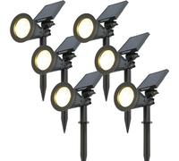 HOFTRONIC - Lot de 6 spots à piquet solaire 2W 3000K IP65 détecteur mouvement