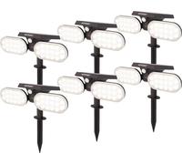 HOFTRONIC - Lot de 6 spots à piquet solaire 2W 6000K 300lm IP65 Noir PIR