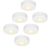 HOFTRONIC - Lot de 6 spots LED plats Pavo 3W 2700K IP44 Blancs Dimmables