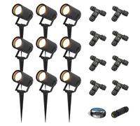 HOFTRONIC - Lot de 9 lampes LED à piquer GU10 4W 345lm 2700K IP65 Noir