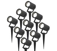 HOFTRONIC - Lot de 9 spots à piquer LED GU10 4W 345lm 6500K Noir IP65 Dimmable Inclinable