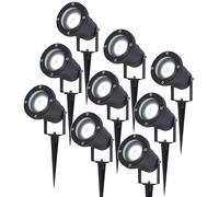 HOFTRONIC - Lot de 9 spots à piquet LED extérieur 4W 345lm 6500K IP65 Noir