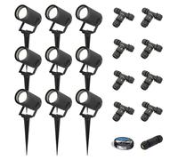 HOFTRONIC - Lot de 9 spots à piquet LED GU10 4W 345lm 6500K Noir IP65 Dimmable