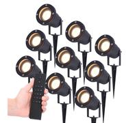 HOFTRONIC - Lot de 9 spots à piquet LED Sydney 4W 345lm 2700K IP65 Noir Aluminium Incl. variateur