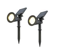 HOFTRONIC - Projecteur solaire de jardin Bend IP65 étanche 3000K Lampe de jardin LED Lampes solaires pour extérieur Lampe solaire 2 pièces piquet de Lampe Blanc chaud Projecteur solaire de jardin