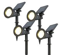 HOFTRONIC - Projecteur solaire de jardin Bend IP65 étanche 3000K Lampe LED Lampes solaires pour extérieur 4 pièces piquet de Blanc chaud Projecteur