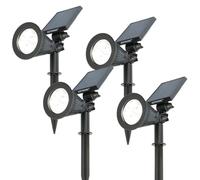 HOFTRONIC - Projecteur solaire de jardin Bend IP65 étanche 6000K Lampe LED Lampes solaires pour extérieur 4 pièces piquet de Blanc chaud Projecteur