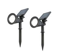 HOFTRONIC - Projecteur solaire de jardin Bend IP65 étanche 6000K Lampe LED Lampes solaires pour extérieur 2 pièces piquet de Blanc chaud Projecteur