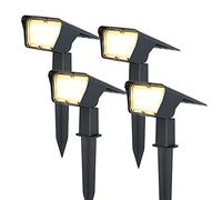 HOFTRONIC - Projecteur solaire de jardin Odessa - Super Bright 600 Lumen - IP65 étanche - 3000K Blanc chaud - Lampe de jardin pour extérieur Lampe solaire - 4 pièces piquet de terre Lampe solaire