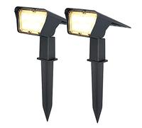 HOFTRONIC - Projecteur solaire de jardin Odessa - Super Bright 600 Lumen - IP65 étanche - 3000K Blanc chaud - Lampe de jardin pour extérieur Lampe solaire - 2 pièces piquet de terre Lampe solaire