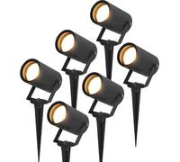 HOFTRONIC - Set de 6 lampes LED à piquer GU10 4W 345lm 2700K IP65 Noir