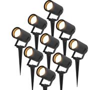 HOFTRONIC - Set de 9 lampes LED à piquer GU10 4W 345lm 2700K IP65 Noir