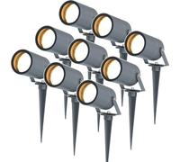 HOFTRONIC - Spot à piquer LED jardin 9x GU10 4W 345lm 4000K IP65 Anthracite