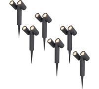 HOFTRONIC - Spot à piquet double jardin 8W 690lm 4000K IP65 Noir 6 pièces