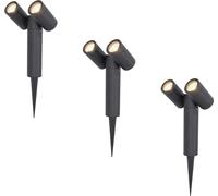 HOFTRONIC - Spot à piquet jardin LED 8W 690lm 4000K IP65 Noir x3