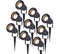 HOFTRONIC - Spot à piquet LED extérieur 4W 345lm 2700K IP65 Noir 9 pièces