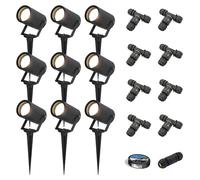 HOFTRONIC - Spot à piquet LED jardin 36W GU10 4000K IP65 Noir 9 pièces