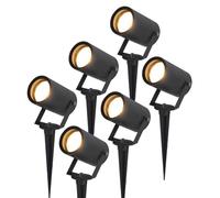 HOFTRONIC - Spot à piquet LED jardin GU10 4W 345lm 4000K IP65 Noir Dimmable Inclinable 6 pièces