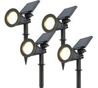 HOFTRONIC - Spot à piquet solaire 2W 3000K IP65 détecteur mouvement 4 pièces