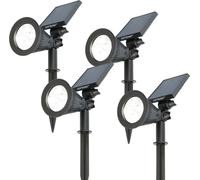 HOFTRONIC - Spot à piquet solaire 2W 6000K 200lm IP65 Noir 4 pièces