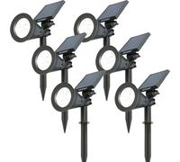 HOFTRONIC - Spot à piquet solaire 2W 6000K 200lm IP65 Noir 6 pièces