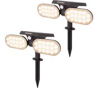 HOFTRONIC - Spot solaire à piquet jardin 2W 3000K 300lm IP65 Noir PIR 2 modes
