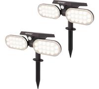HOFTRONIC - Spot solaire à piquet jardin 2W 6000K 300lm IP65 Noir Lot de 2