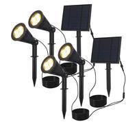 HOFTRONIC - Spots à piquet solaire 3W 3000K 200lm IP65 Noir 2 pcs