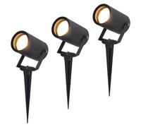 HOFTRONIC - Spots LED à piquer GU10 4W 345lm 2700K IP65 Noir 3 pièces