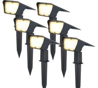 HOFTRONIC - Spots solaires à piquer Odessa 2W 300lm 3000K IP65 Noir 6 pièces