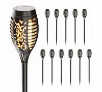 HOFTRONIC - Torches solaires de jardin 2200K IP65 Lot de 12 Noir 50 cm