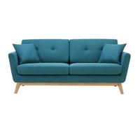 CONCEPT USINE | Canapé Scandinave Höga | Bleu Canard | 3 Places + 2 Coussins | Canapé Moderne Design Droit en Tissu avec Accoudoirs | Coussins d'Appoint, Dossier, Assise Déhoussables | Largeur 190 cm