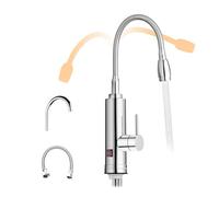 HOGART Robinet Électrique Сhauffe-Eau Instantané 230 V pour Cuisine, Jardin, Salle de bain, Caravane, Camping, 2 embouts, Robinet Chauffant Instantanée, Électrique Chauffage Instantané