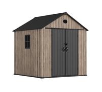 Hoggar Abri de jardin en résine 5,02 m² Oak O50 - Sol inclus - Fenêtre latérale - Aspect bois premium - Double porte large - Protection UV et imperméable - Fermeture par goupille - aérations