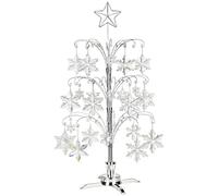HOHIYA 119 cm Arbre d'affichage en métal Support de Noël Rotatif Chrome Argent 60 Crochets Suspendu Fil pour Swarovski 2024 Décorations en Verre Cristal Cadeau Fait