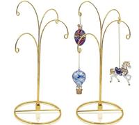 HOHIYA Lot de 2 supports de décoration de Noël pour chien et chat - Crochet en verre - Boule de Pâques - Laiton - 3 bras - 28 cm (doré)