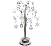 HOHIYA Présentoir rotatif en métal pour décoration de sapin de Noël Swarovski 2024 - Cadeau chromé - 42 cm