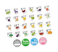 Hohopeti 28 Autocollants pour Ventre de Femme Enceinte Cartes Étapes Grossesse Hebdomadaires Stickers Maternité Colorés Résistants sans Trace pour Photos Souvenirs Bébé