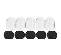Hohopeti 5pcs Dôme en Plastique Transparent avec Base Noire, Cloche Demi-sphère Stable et Anti-poussière pour Décoration, Artisanat et Présentation de Gâteaux en Bureau ou Jardin