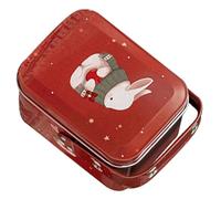 Hohopeti Boîte à Biscuits en Tôle Rouge pour Pâques Motif Lapin, Design Portable Délicat, pour Emballage de Chocolat et Voyage