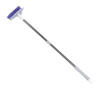 Hohopeti Brosse à Récurer Triangulaire avec Raclette Intégrée Manche Long 87cm Pivotante à 180° en Plastique et Acier Inoxydable pour Nettoyer Sols Carrelés Balcon Salle de Bain