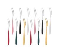 Hohopeti Fourchettes à fruits mini en acier inoxydable 12 pcs, design soigné, utilisables en restaurant et soirée