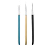 Hohopeti Lot de 3 Pinceaux pour Nail Art Tige Métallique Peinture pour Ongles Pinceau de Précision à Pointe Fine Couleurs Bleu Doré et Noir Outil DIY pour Détails et Motifs Fins