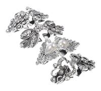 Hohopeti Lot de 4 Pinces à Pull Vintage en Alliage avec Décorations Brillantes Clips à Cardigan et Broches Col pour Femmes Finition Argenté Ancien Accessoires Mode pour Chemises et